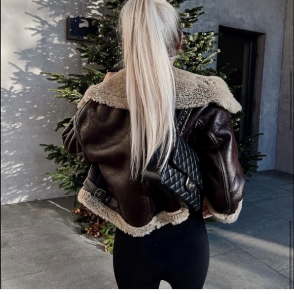 ZARA Faux Fur Leather Jacket - Picture 6 of 13